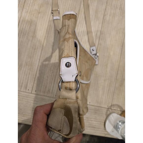 Coach Signature C Beige Canvas Crossbody Bag Women's Adjustable Strap - Picture 4 of 14